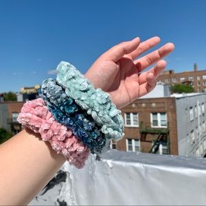 Hand Crocheted Crushed Velvet Scrunchies